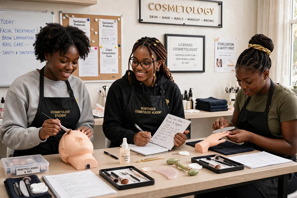 cosmetology classroom students